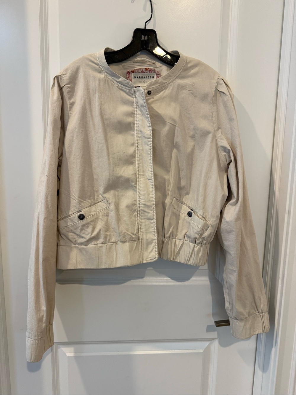 Marrakech Cream Round-Neck Utility Jacket